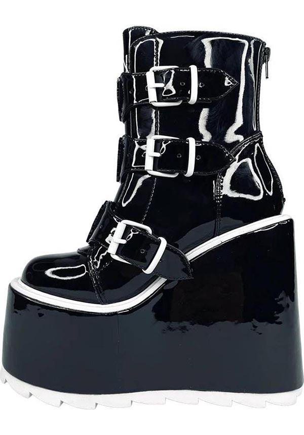 Dune Lo Ryuk [Black] | PLATFORM BOOTS* - Beserk - all, anime, anime and manga, ankle boots, black and white, boots, boots [in stock], death, death note, demon, demons, discountapp, faux leather, fp, googleshopping, halloween shoes, in stock, labelvegan, ladies shoes, may23, patent, platform, platform boots, platforms, platforms [in stock], R040523, shoe, shoes, vegan, YRU93650