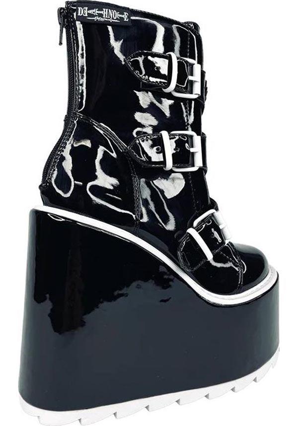 Dune Lo Ryuk [Black] | PLATFORM BOOTS* - Beserk - all, anime, anime and manga, ankle boots, black and white, boots, boots [in stock], death, death note, demon, demons, discountapp, faux leather, fp, googleshopping, halloween shoes, in stock, labelvegan, ladies shoes, may23, patent, platform, platform boots, platforms, platforms [in stock], R040523, shoe, shoes, vegan, YRU93650