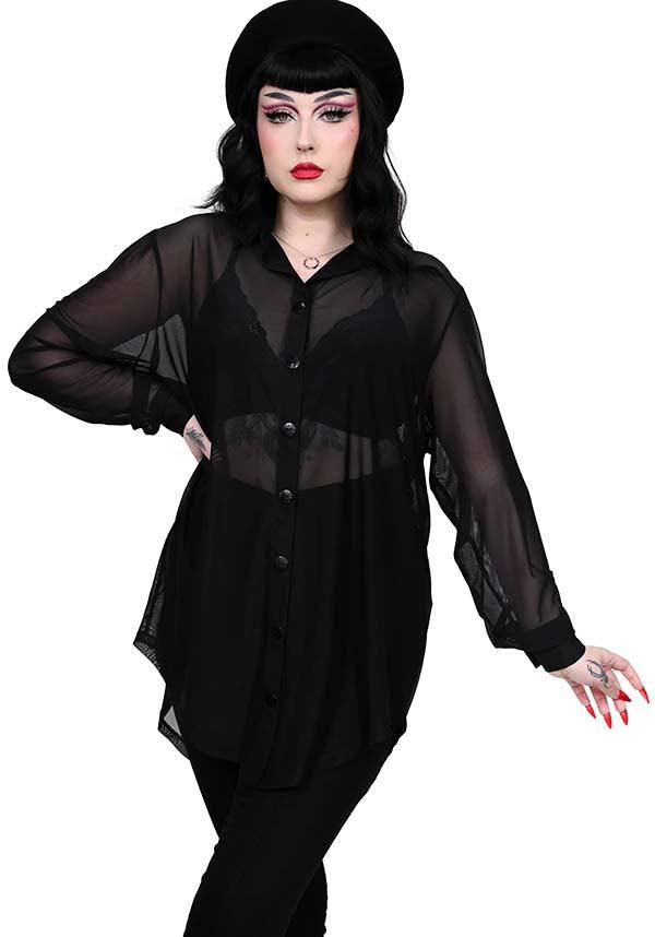 Mesh Memphis | OVERSIZED SHIRT - Beserk - all, all clothing, all ladies, all ladies clothing, black, button up, clickfrenzy15-2023, clothing, discountapp, FB146728, foxblood, fp, googleshopping, goth, gothic, ladies, ladies clothing, ladies shirt, ladies top, long sleeve top, mar23, mesh, plus size, R140323, sheer, tees and tops, top, tops, tshirts and tops, winter, winter clothing, winter wear, womens top