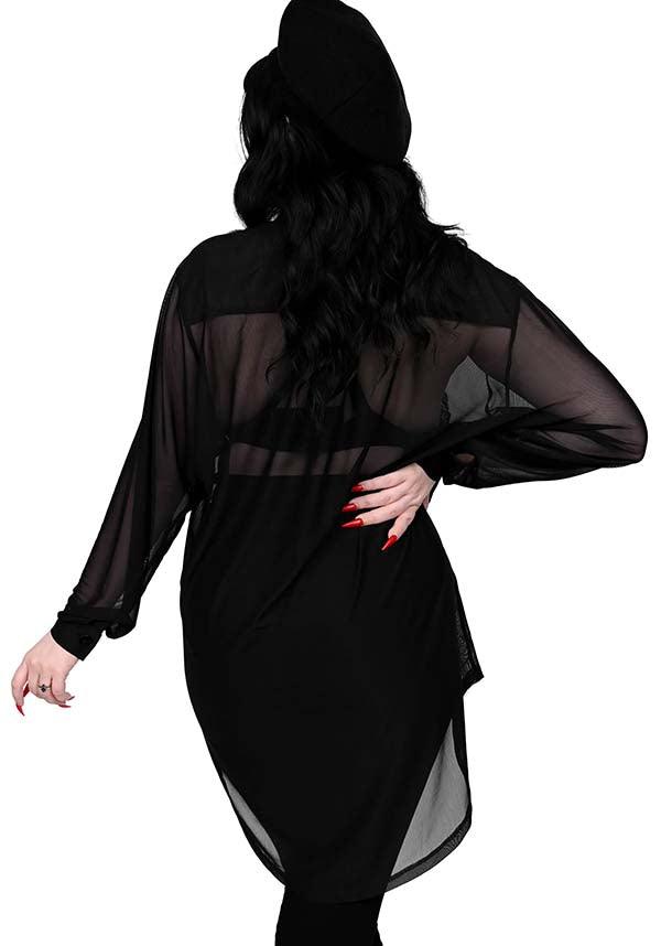 Mesh Memphis | OVERSIZED SHIRT - Beserk - all, all clothing, all ladies, all ladies clothing, black, button up, clickfrenzy15-2023, clothing, discountapp, FB146728, foxblood, fp, googleshopping, goth, gothic, ladies, ladies clothing, ladies shirt, ladies top, long sleeve top, mar23, mesh, plus size, R140323, sheer, tees and tops, top, tops, tshirts and tops, winter, winter clothing, winter wear, womens top