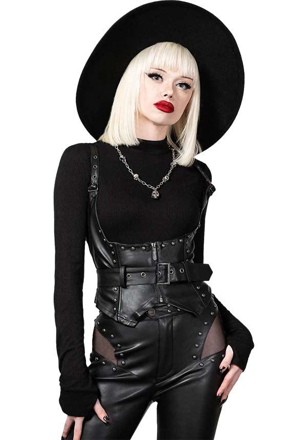 Malapas | UNDERBUST CORSET^ - Beserk - all, all clothing, all ladies, all ladies clothing, apr23, backorder, black, buckle, buckles, burlesque, clothing, corset, discountapp, festival, fitted, fp, googleshopping, goth, gothic, grunge, halloween, halloween clothing, kill star, killstar, KS1092702, labelvegan, ladies, ladies clothing, medieval, plus size, punk, R130423, renaissance, studs, vegan, zip
