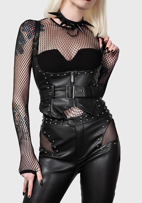 Malapas | UNDERBUST CORSET^ - Beserk - all, all clothing, all ladies, all ladies clothing, apr23, backorder, black, buckle, buckles, burlesque, clothing, corset, discountapp, festival, fitted, fp, googleshopping, goth, gothic, grunge, halloween, halloween clothing, kill star, killstar, KS1092702, labelvegan, ladies, ladies clothing, medieval, plus size, punk, R130423, renaissance, studs, vegan, zip