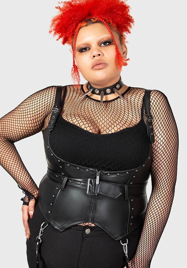 Malapas | UNDERBUST CORSET^ - Beserk - all, all clothing, all ladies, all ladies clothing, apr23, backorder, black, buckle, buckles, burlesque, clothing, corset, discountapp, festival, fitted, fp, googleshopping, goth, gothic, grunge, halloween, halloween clothing, kill star, killstar, KS1092702, labelvegan, ladies, ladies clothing, medieval, plus size, punk, R130423, renaissance, studs, vegan, zip