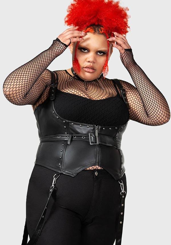 Malapas | UNDERBUST CORSET^ - Beserk - all, all clothing, all ladies, all ladies clothing, apr23, backorder, black, buckle, buckles, burlesque, clothing, corset, discountapp, festival, fitted, fp, googleshopping, goth, gothic, grunge, halloween, halloween clothing, kill star, killstar, KS1092702, labelvegan, ladies, ladies clothing, medieval, plus size, punk, R130423, renaissance, studs, vegan, zip