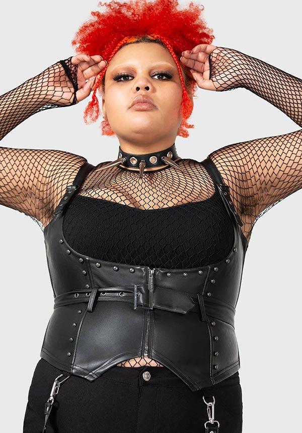 Malapas | UNDERBUST CORSET^ - Beserk - all, all clothing, all ladies, all ladies clothing, apr23, backorder, black, buckle, buckles, burlesque, clothing, corset, discountapp, festival, fitted, fp, googleshopping, goth, gothic, grunge, halloween, halloween clothing, kill star, killstar, KS1092702, labelvegan, ladies, ladies clothing, medieval, plus size, punk, R130423, renaissance, studs, vegan, zip