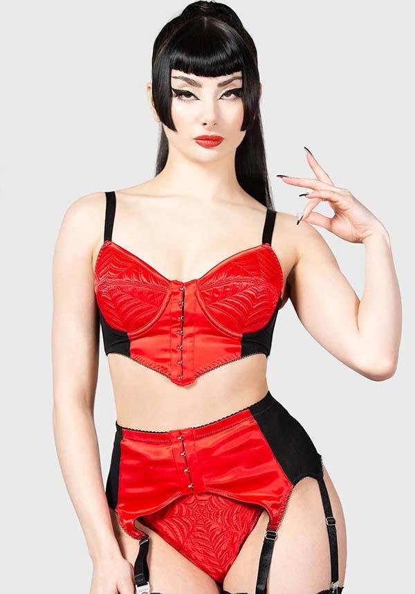 Scarlet Webutant Bullet | BRA - Beserk - all, all ladies, all ladies clothing, bra, bralet, bralette, clickfrenzy15-2023, discountapp, fp, googleshopping, goth, gothic, harness bra, kink, kinky, KS1085477, ladies, ladies clothing, ladies top, ladies underwear, lingerie, mar23, pinup, plus, plus size, R260323, red, red and black, retro, rockabilly, sexy, spider web, spiderweb, spiderwebs, valentine, valentines, valentines day, valentines gifts