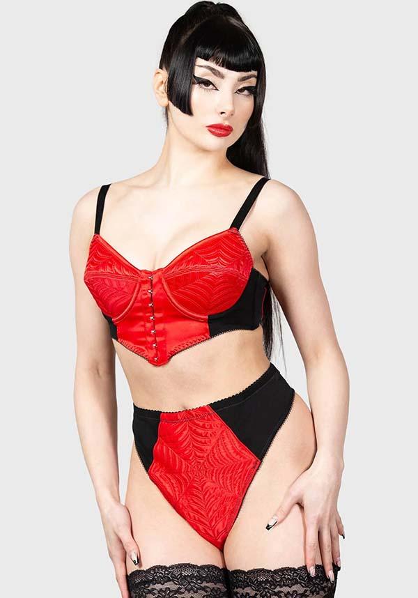 Scarlet Webutant Bullet | BRA - Beserk - all, all ladies, all ladies clothing, bra, bralet, bralette, clickfrenzy15-2023, discountapp, fp, googleshopping, goth, gothic, harness bra, kink, kinky, KS1085477, ladies, ladies clothing, ladies top, ladies underwear, lingerie, mar23, pinup, plus, plus size, R260323, red, red and black, retro, rockabilly, sexy, spider web, spiderweb, spiderwebs, valentine, valentines, valentines day, valentines gifts
