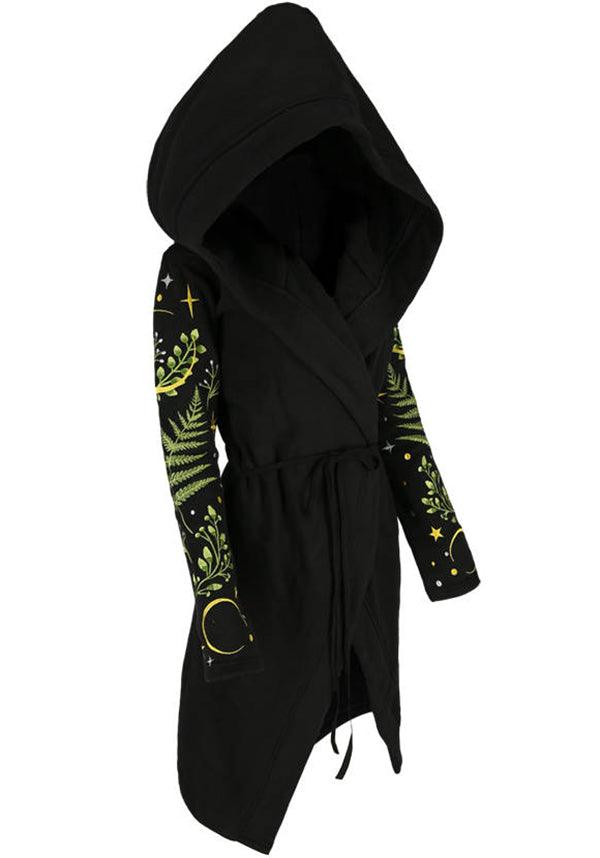 Herbal Fern | LONG HOODIE - Beserk - all, all clothing, all ladies clothing, apr23, black, clothing, crescent moon, discountapp, emo, fern, fp, goth, gothic, hooded jumper, hoody, jackets and jumpers, jumpers and jackets, ladies clothing, ladies outerwear, moon, moon phase, mothers day, mothersday, mothersdaycosy, outerwear, plus, plus size, R230423, restyle, RS218831, star, stars, winter, winter clothing, winter wear, witchy, women, womens, womens hoodie