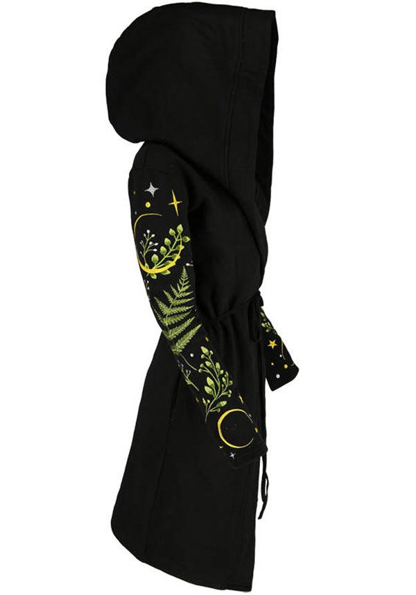 Herbal Fern | LONG HOODIE - Beserk - all, all clothing, all ladies clothing, apr23, black, clothing, crescent moon, discountapp, emo, fern, fp, goth, gothic, hooded jumper, hoody, jackets and jumpers, jumpers and jackets, ladies clothing, ladies outerwear, moon, moon phase, mothers day, mothersday, mothersdaycosy, outerwear, plus, plus size, R230423, restyle, RS218831, star, stars, winter, winter clothing, winter wear, witchy, women, womens, womens hoodie
