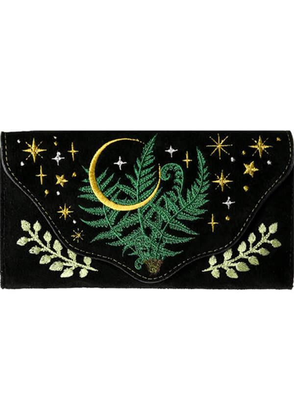 Herbal | WALLET - Beserk - all, apr23, clickfrenzy15-2023, crescent moon, discountapp, fern, fp, googleshopping, goth, gothic, handbags and purses, labelvegan, moon, moon phase, mothersdayplant, plant, purse, R020423, restyle, RS218094, star, stars, suede, vegan, wallet, wallets, wallets and purse, wallets and purses, witchy