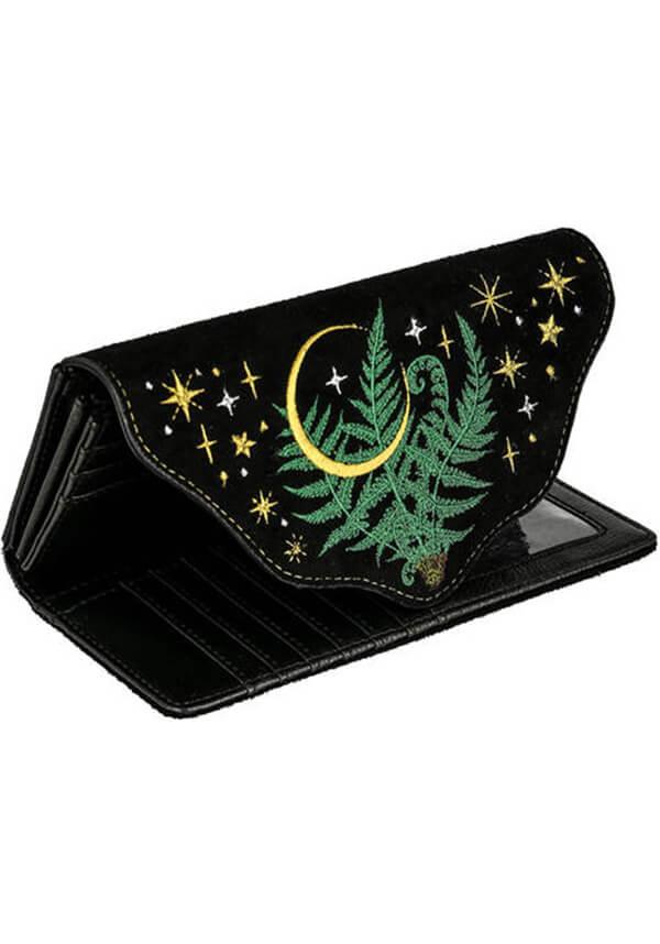 Herbal | WALLET - Beserk - all, apr23, clickfrenzy15-2023, crescent moon, discountapp, fern, fp, googleshopping, goth, gothic, handbags and purses, labelvegan, moon, moon phase, mothersdayplant, plant, purse, R020423, restyle, RS218094, star, stars, suede, vegan, wallet, wallets, wallets and purse, wallets and purses, witchy