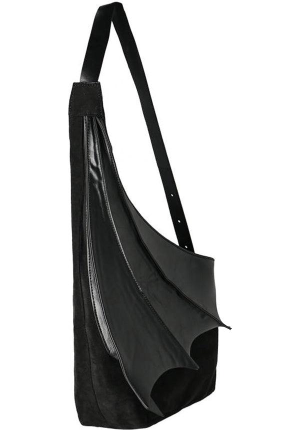 Winged | HOBO BAG - Beserk - accessories, all, all ladies, apr23, bag, bags, bat wing, bat wings, batwing, batwings, black, clickfrenzy15-2023, discountapp, fp, googleshopping, goth, gothic, gothic accessories, gothic bag, hand bag, handbag, handbags, handbags and purses, labelvegan, ladies, ladies accessories, mens accessories, R020423, RS218094, suede, vegan