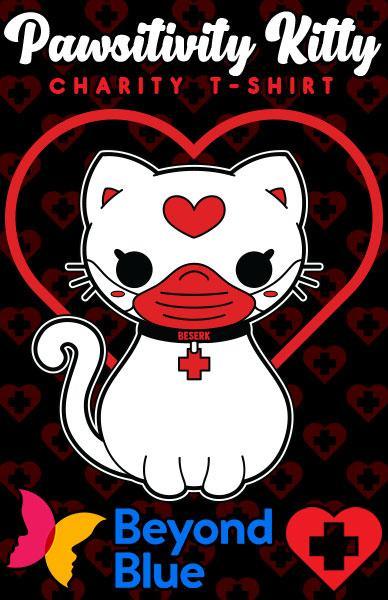 Pawsitivity Kitty Charity T-SHIRTS - Beyond Blue - Beserk