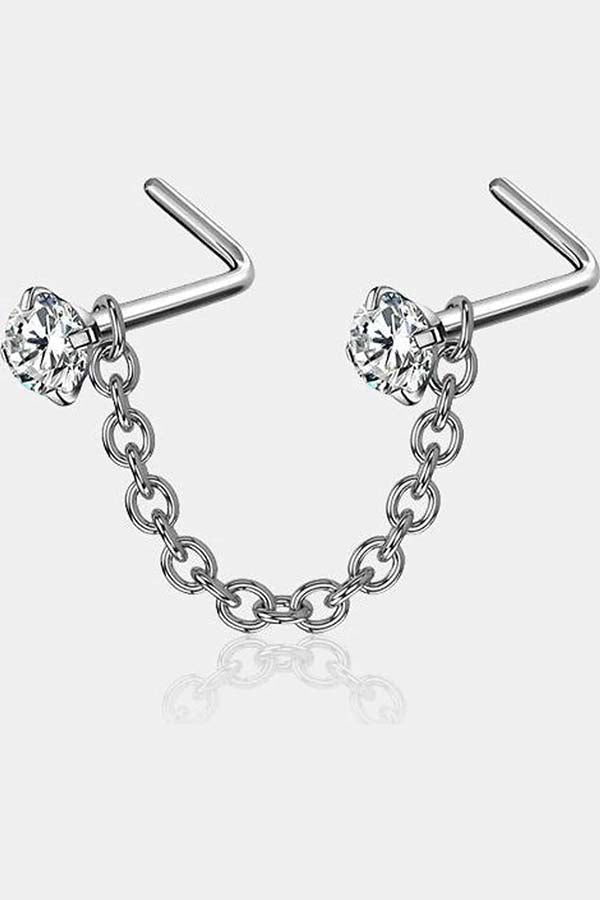 CZ Top Heart | NOSE CHAIN