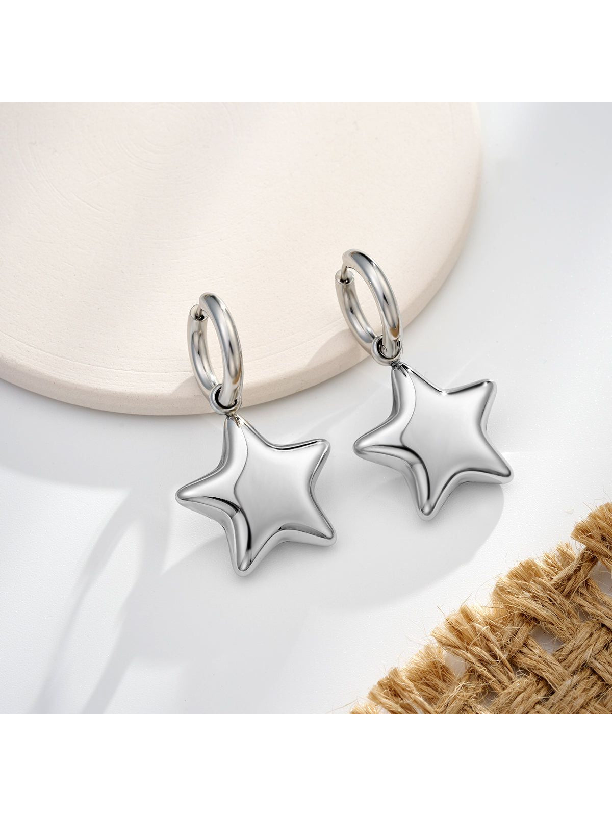 Bubble Star Water Safe Stainless Steel Hoop Earrings | EARRING