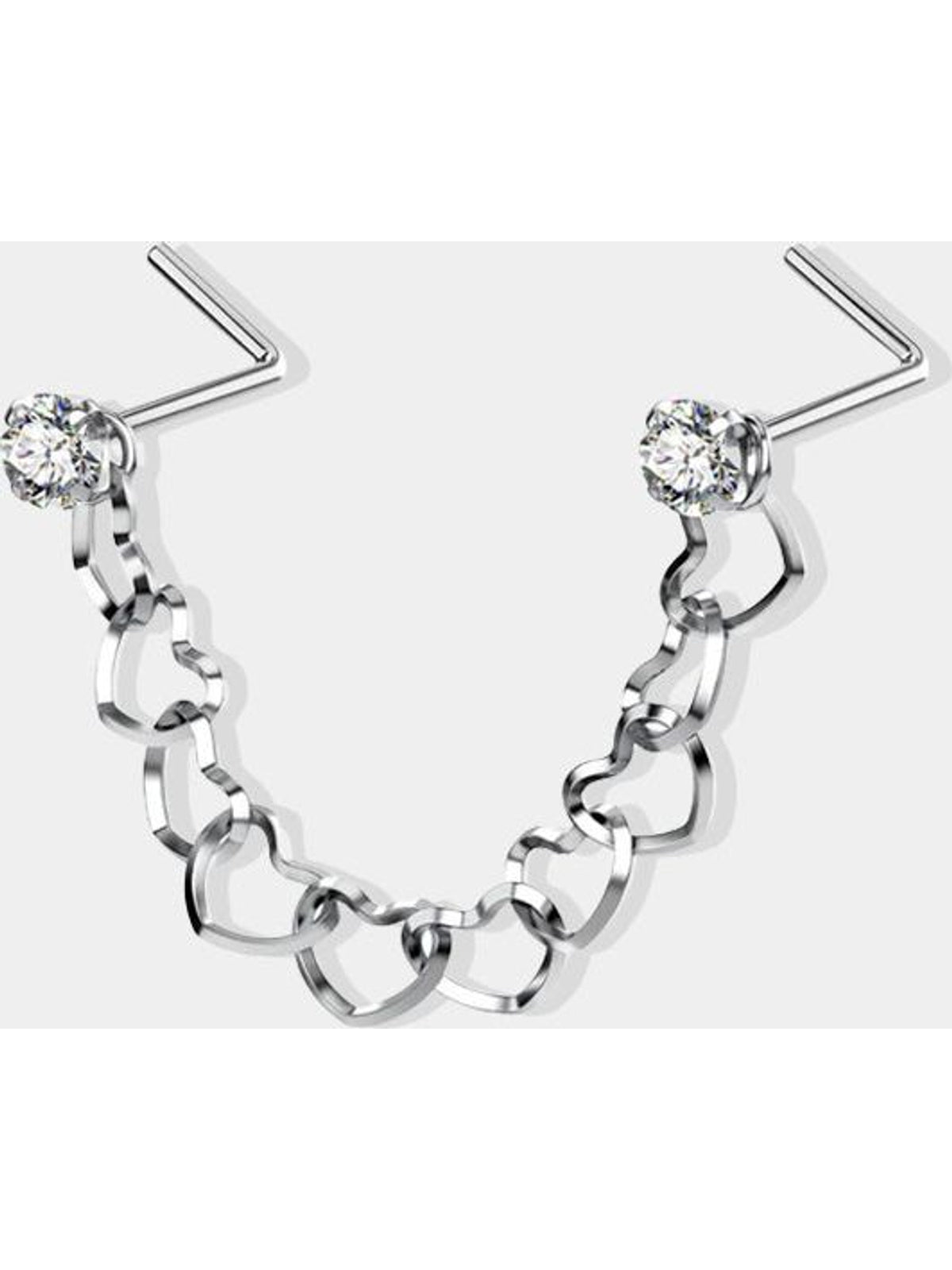 Cz Top Heart Shape Nose Piercing Chain | NOSE RING