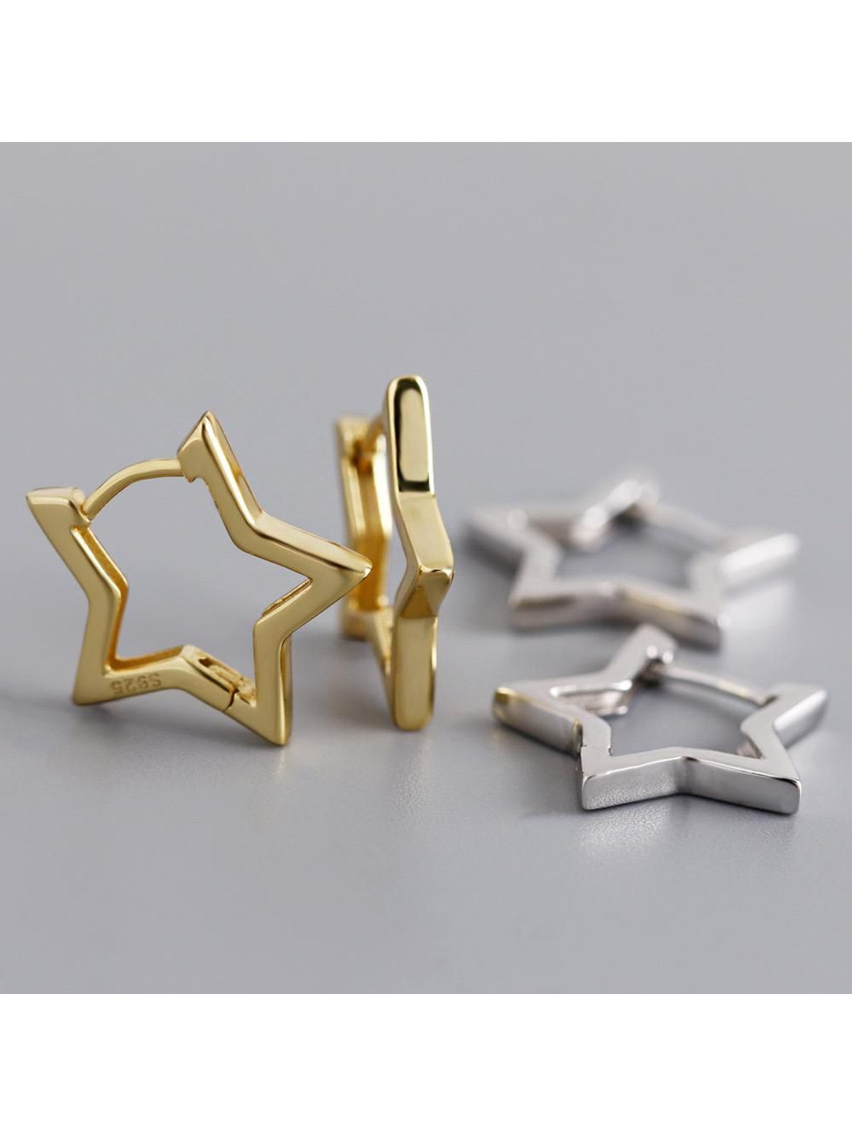 2pcs S925 Sterling Silver Star Hoop Earring | EARRING