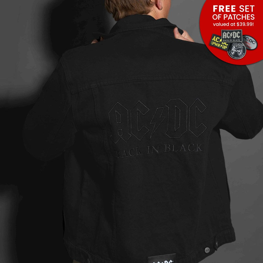 AC/DC | Back In Black [Black Tar] DENIM JACKET [PREORDER]