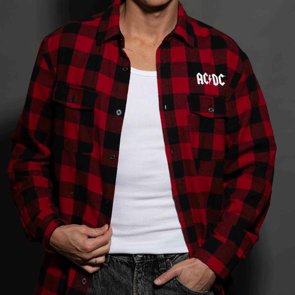 AC/DC | Est 1973 [Black/Red] LONGSLEEVE FLANNEL SHIRT [PREORDER]