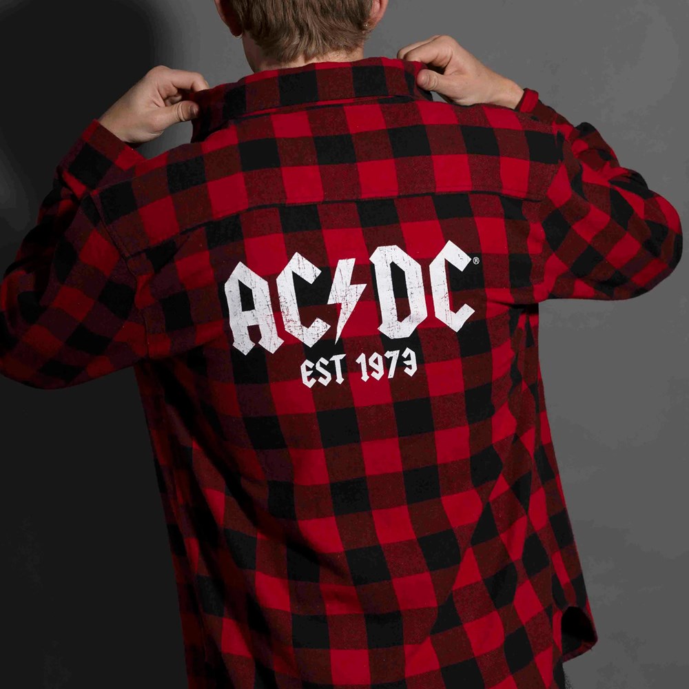 AC/DC | Est 1973 [Black/Red] LONGSLEEVE FLANNEL SHIRT [PREORDER]