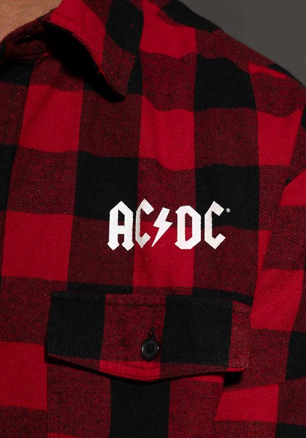 AC/DC | Est 1973 [Black/Red] LONGSLEEVE FLANNEL SHIRT [PREORDER]