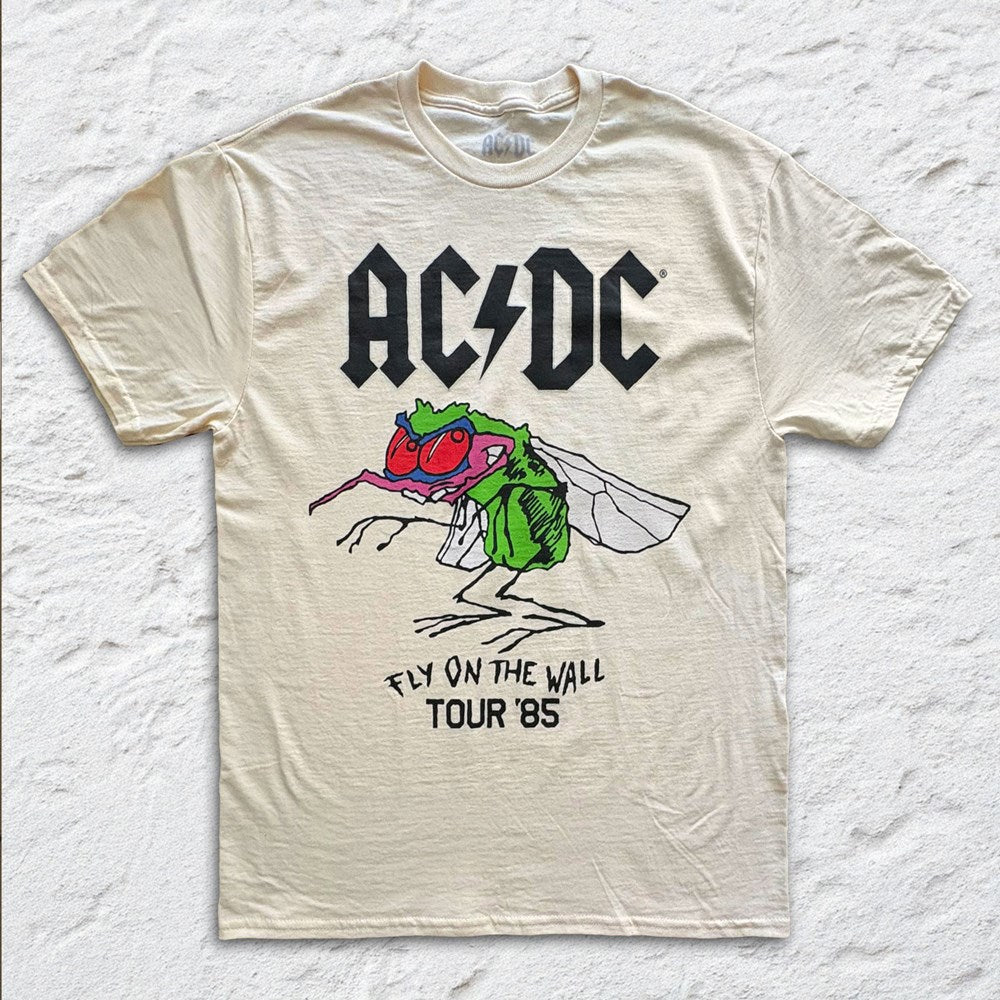 T-shirt Officiel AC/DC 'Fly On The Wall Tour' (Bordeaux) - Neuf Avec étiquettes