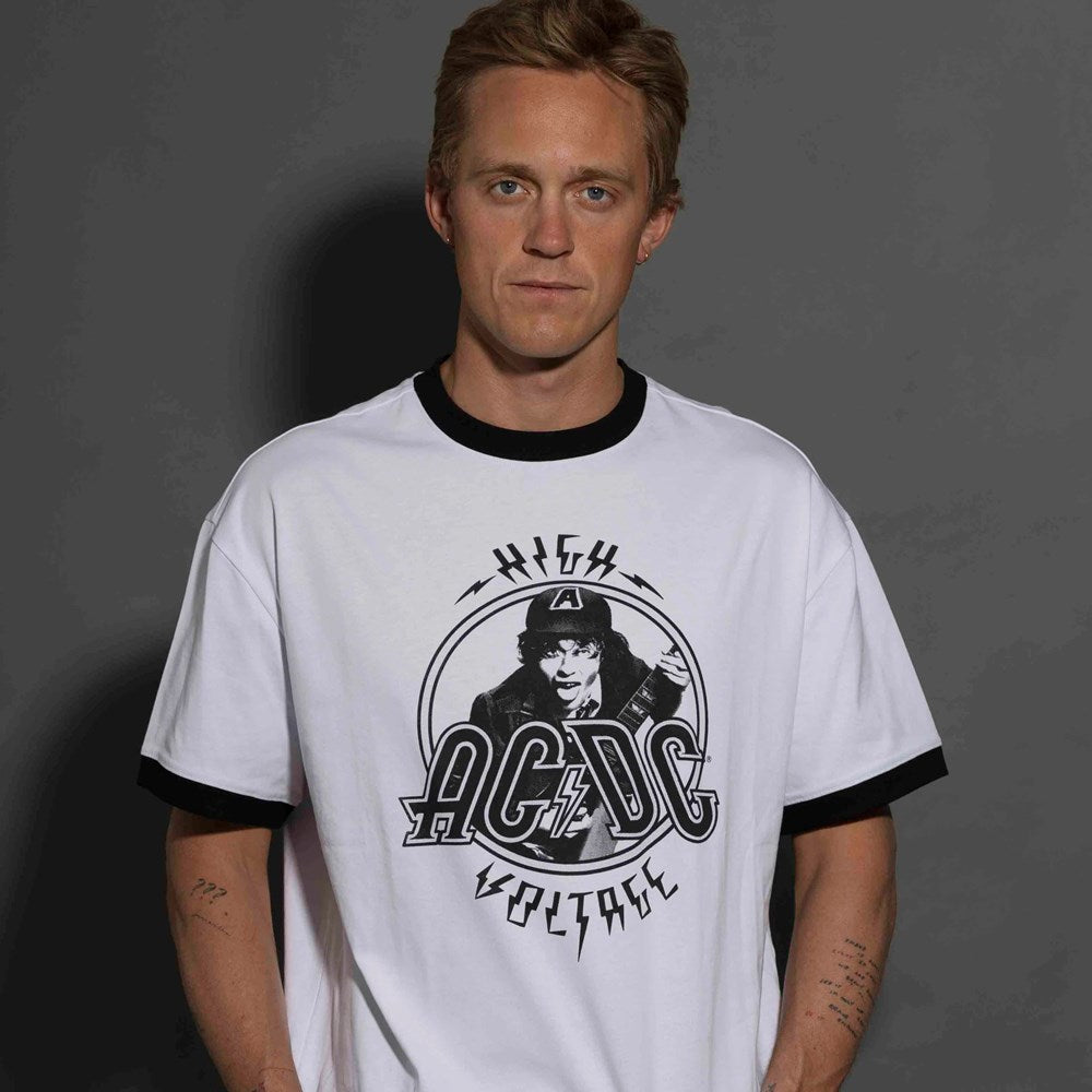 AC/DC | High Voltage [White/Black] RINGER T-SHIRT [PREORDER]