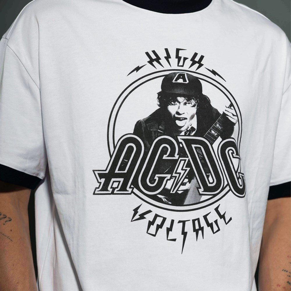 AC/DC | High Voltage [White/Black] RINGER T-SHIRT [PREORDER]
