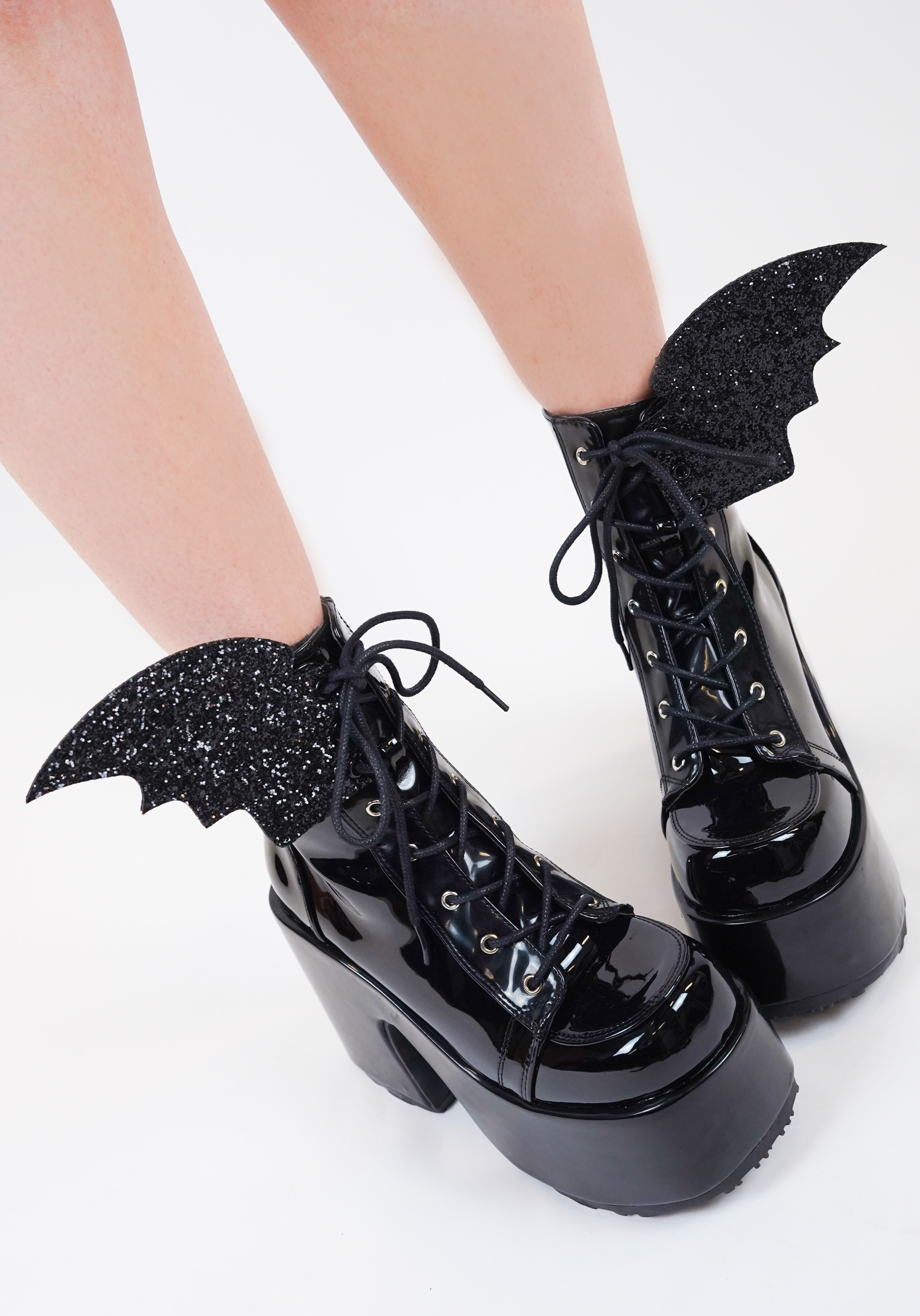 Bat Wings [Black Glitter] | SHOE ACCESSORY [PAIR]*