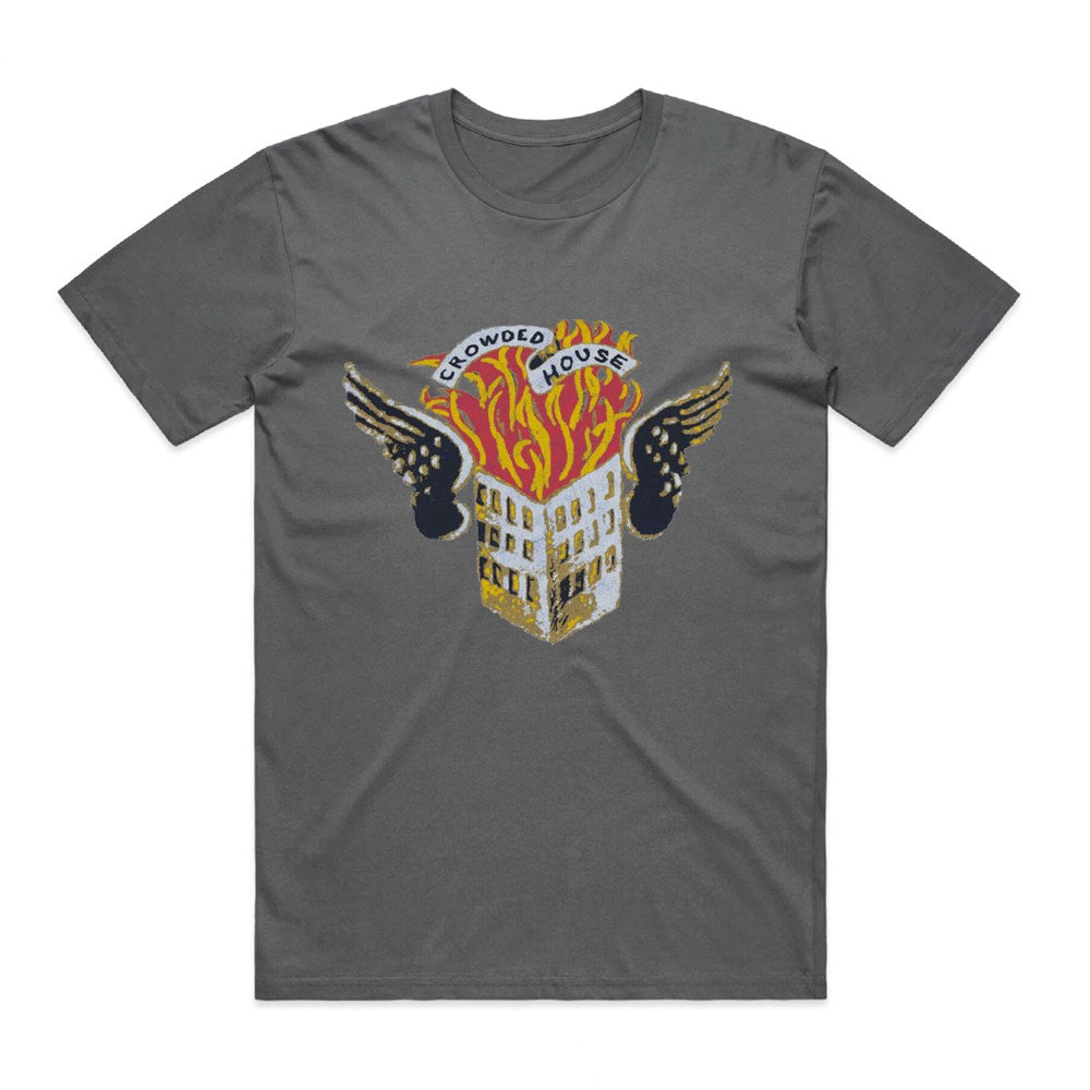 Crowded House | Flaming House [Charcoal] T-SHIRT [PREORDER]