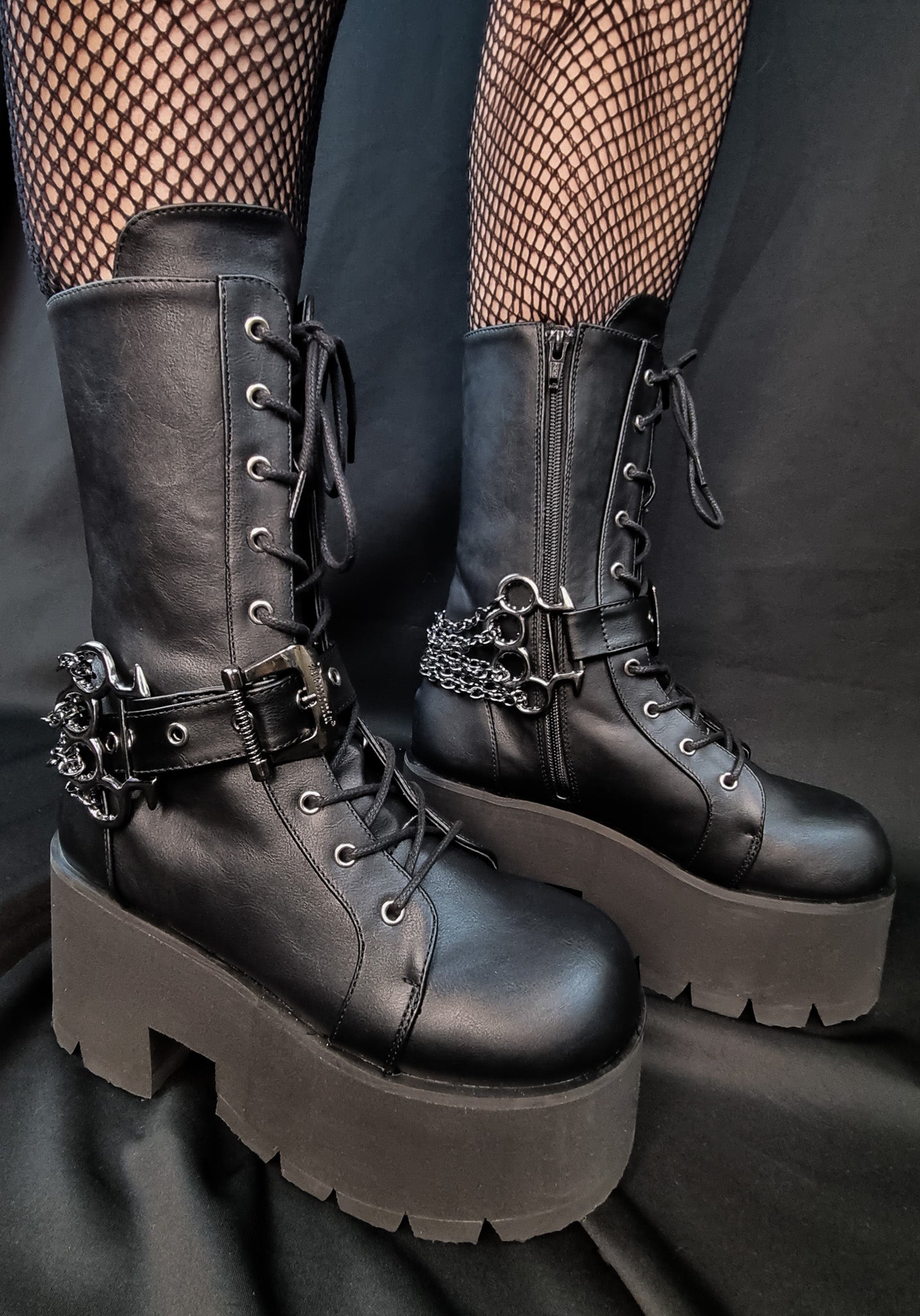 Demonia | Brass Knuckle Chain Boot Harness* | BESERK