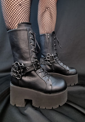 Demonia Shoes Brass Knuckle Chain DA 515 Boot Harness Buy Online Australia