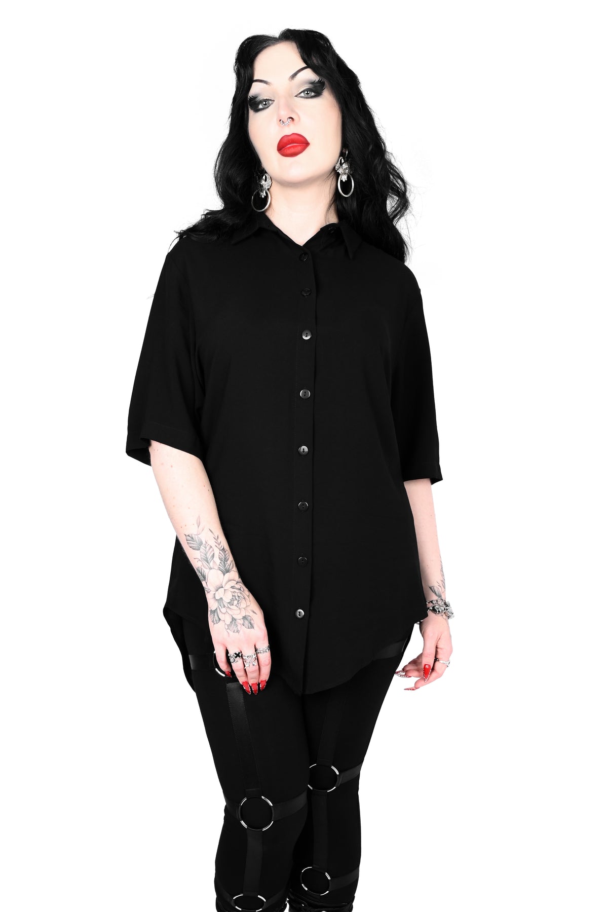 Memphis [Solid Black] | SHORT SLEEVE OVERSIZED SHIRT