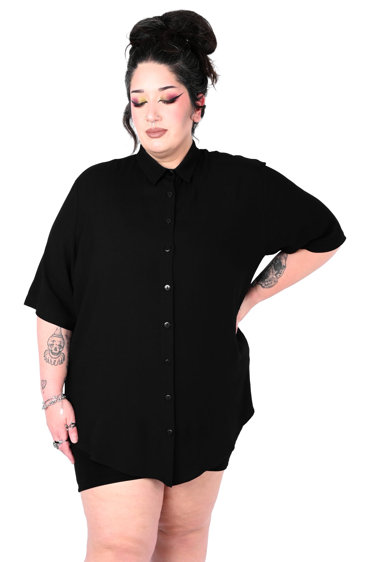 Memphis [Solid Black] | SHORT SLEEVE OVERSIZED SHIRT