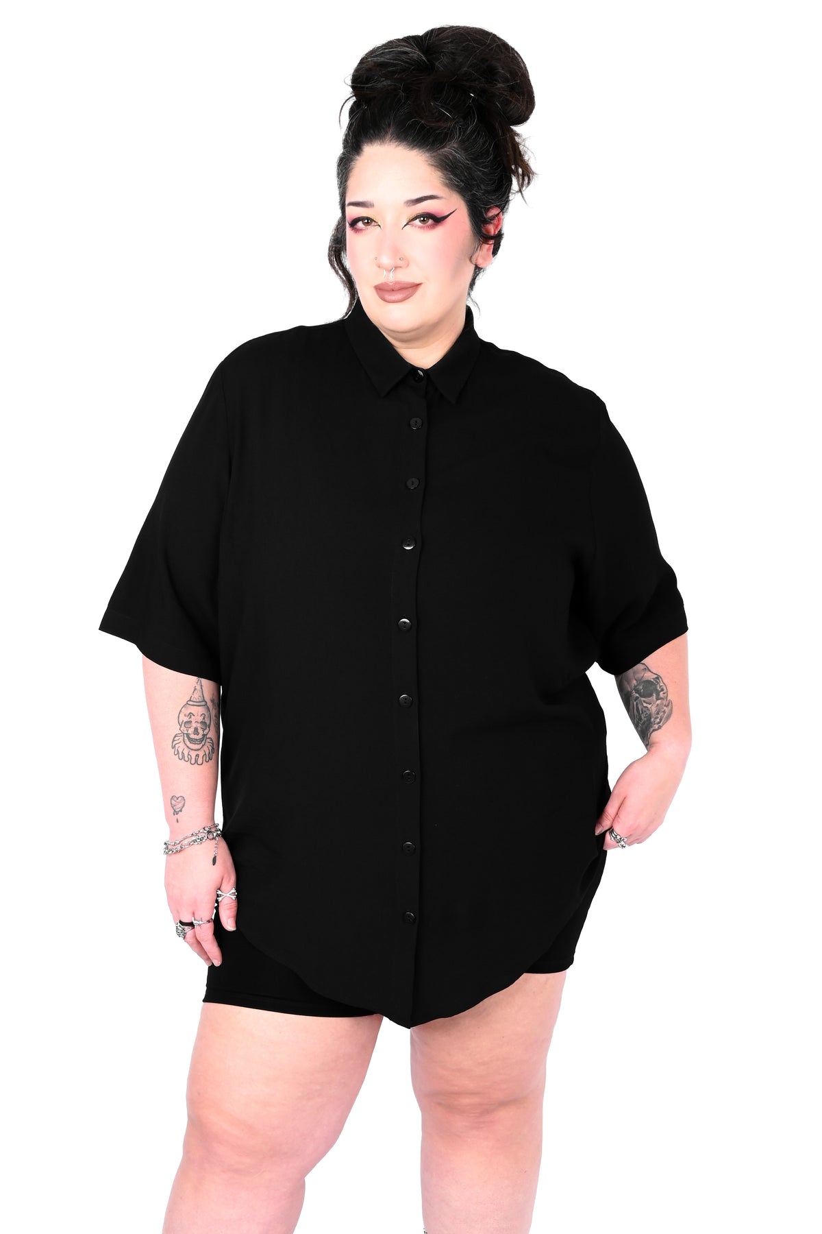 Memphis [Solid Black] | SHORT SLEEVE OVERSIZED SHIRT