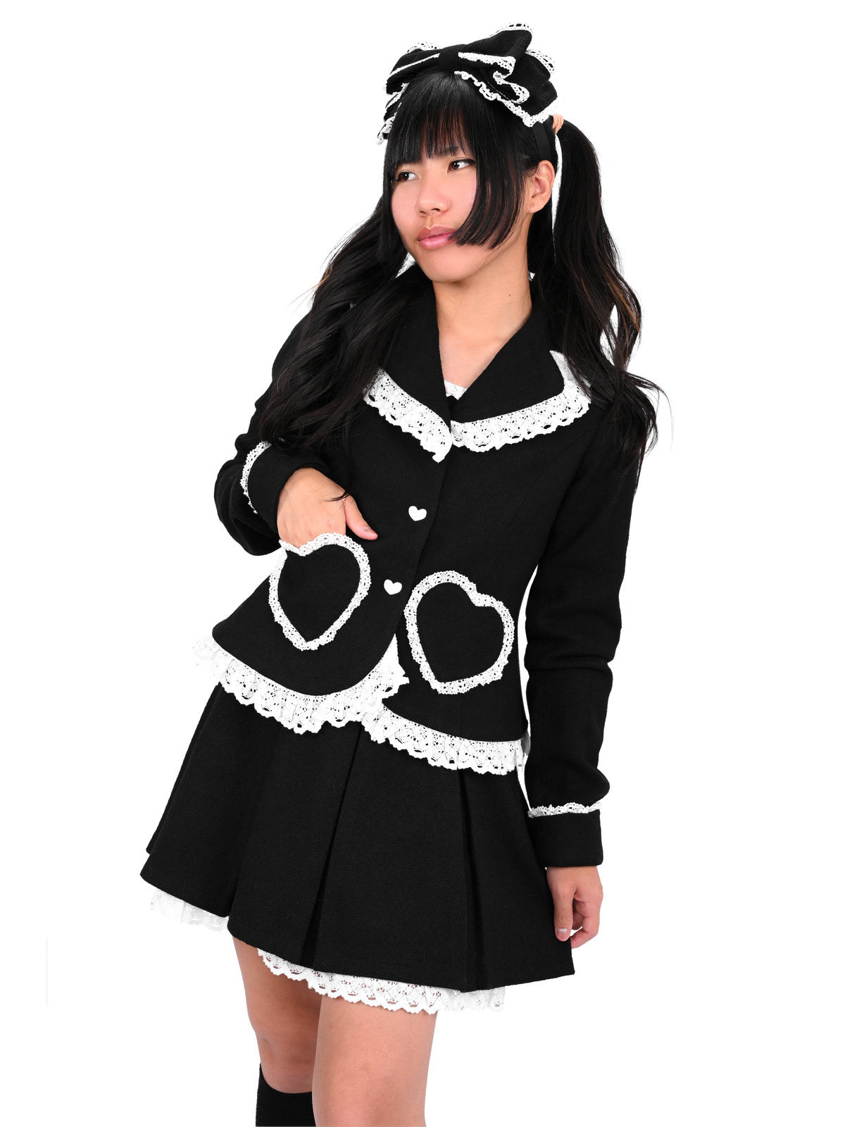 Charlotte [Black/white] | PLEATED SKIRT