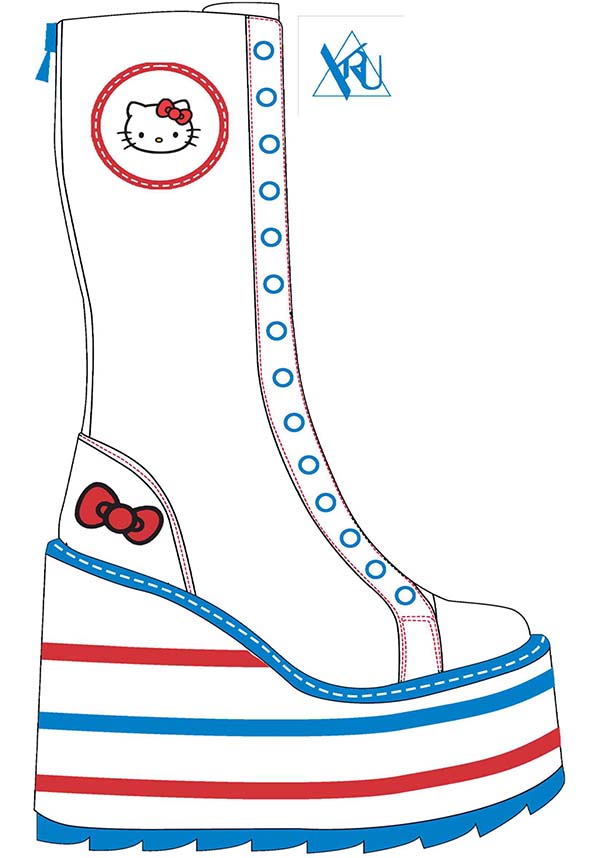 Detention Hello Kitty [White/Red] | PLATFORM BOOTS [PREORDER]