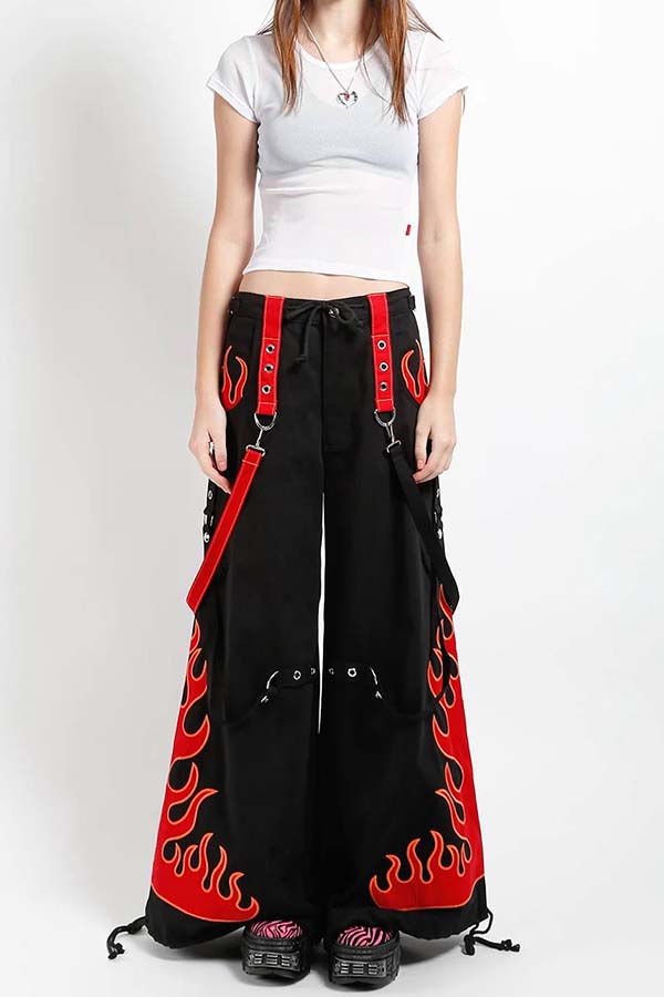 Flame Dark Street [Red] | PANTS