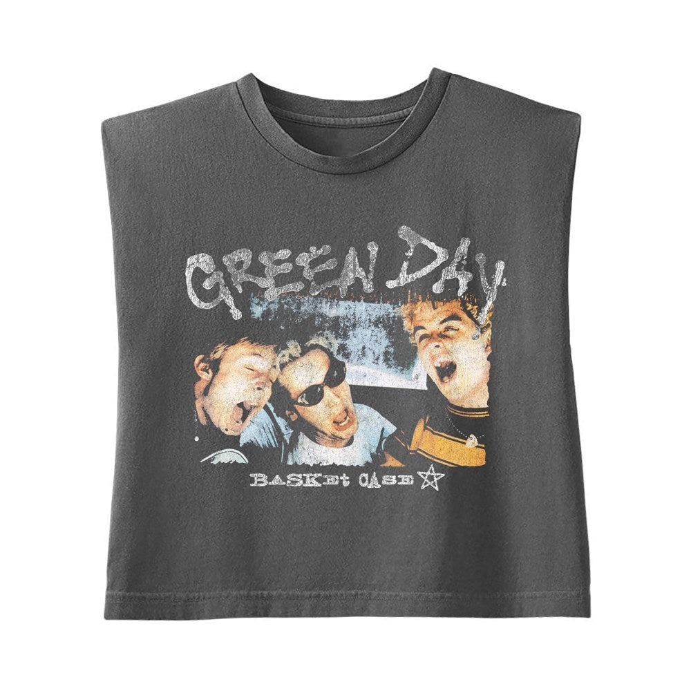 Green Day | Basket Case Faded MUSCLE CROP TOP [PREORDER]