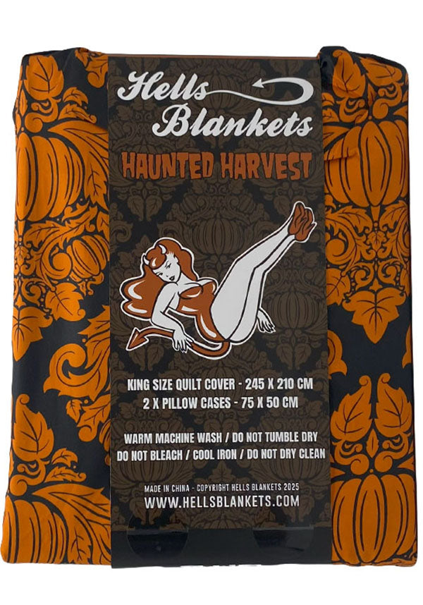 Haunted Harvest [Black/Orange] | QUILT SET [QUEEN]