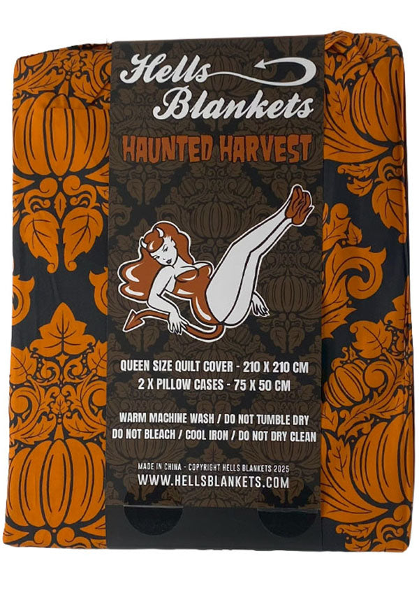 Haunted Harvest [Black/Orange] | QUILT SET [QUEEN]