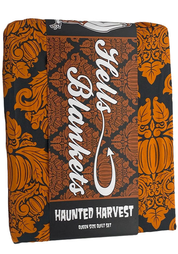 Haunted Harvest [Black/Orange] | QUILT SET [QUEEN]