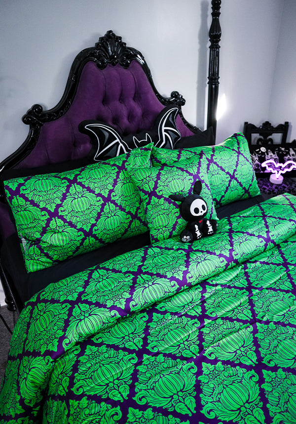 HELLS BLANKETS Haunted Harvest [Green/Purple] | QUILT SET [KING] - Detail 2