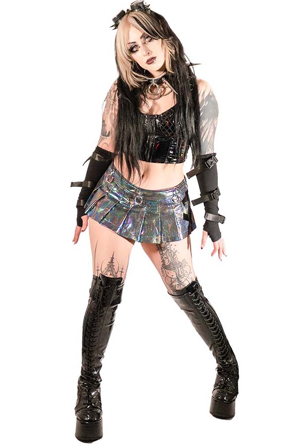 Pleated D-Ring [Oil Spill] Micro | MINI SKIRT