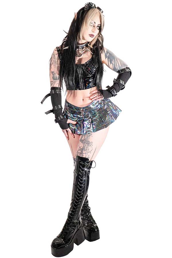 Pleated D-Ring [Oil Spill] Micro | MINI SKIRT