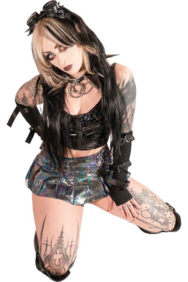 Pleated D-Ring [Oil Spill] Micro | MINI SKIRT