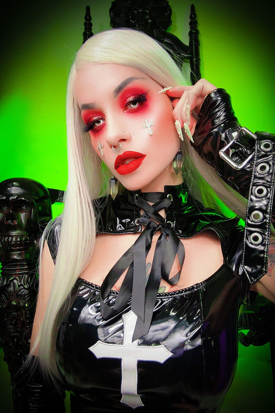 Lip Service Black Vinyl Houses Of The Holy Wicked Sinner Cross Dress | DRESSES