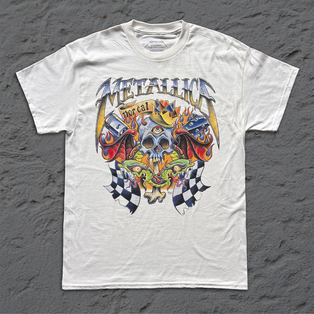 Metallica | Checkered Flag [White] T-SHIRT [PREORDER]
