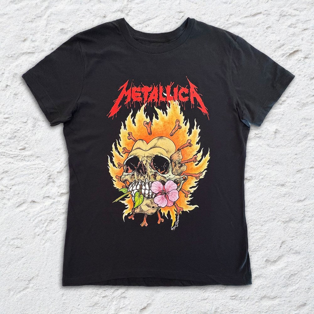 Metallica | Pushead Flower Skull Womens [Black] T-SHIRT [PREORDER]