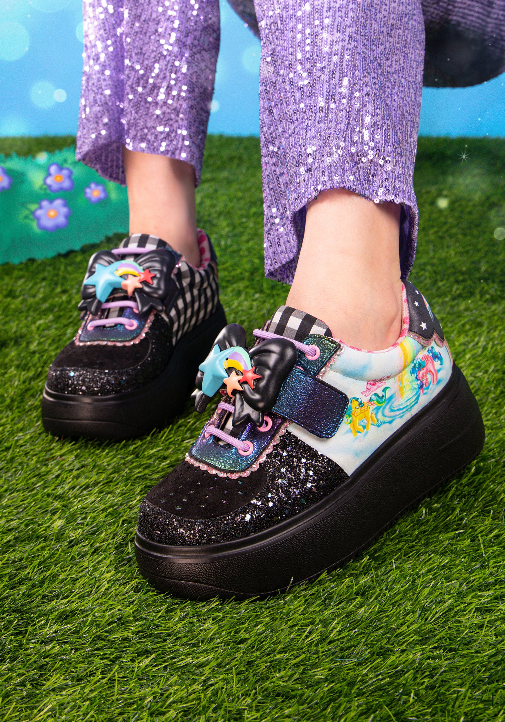 Irregular Choice Rainbow of Light Black Sneakers Buy Online